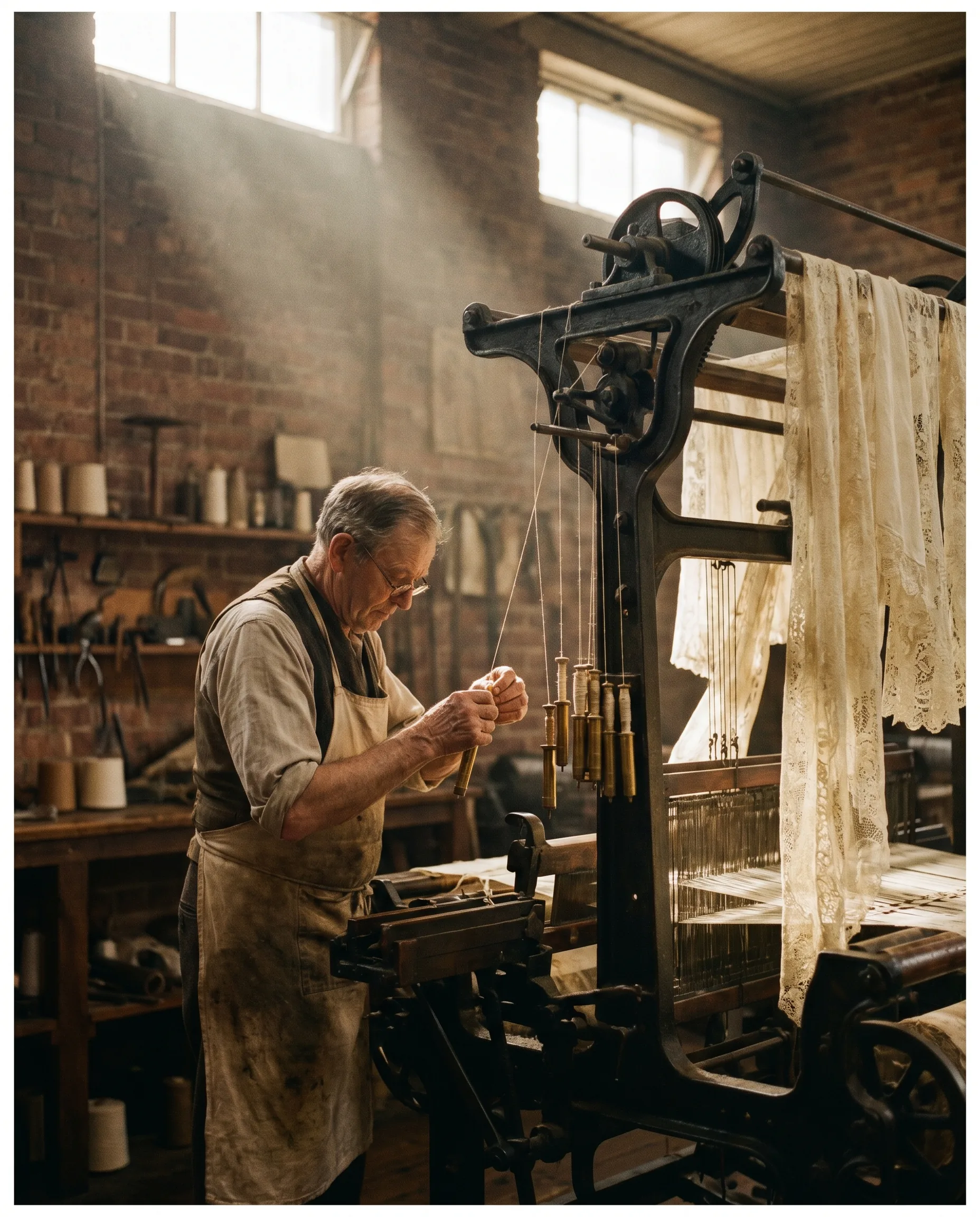 Lace fabric detail at Maison Rima